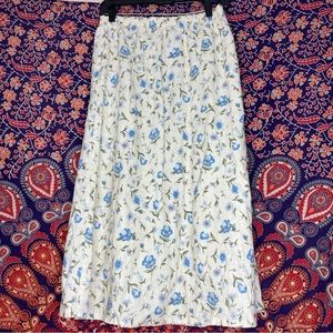 Floral Blue and White Midi Skirt